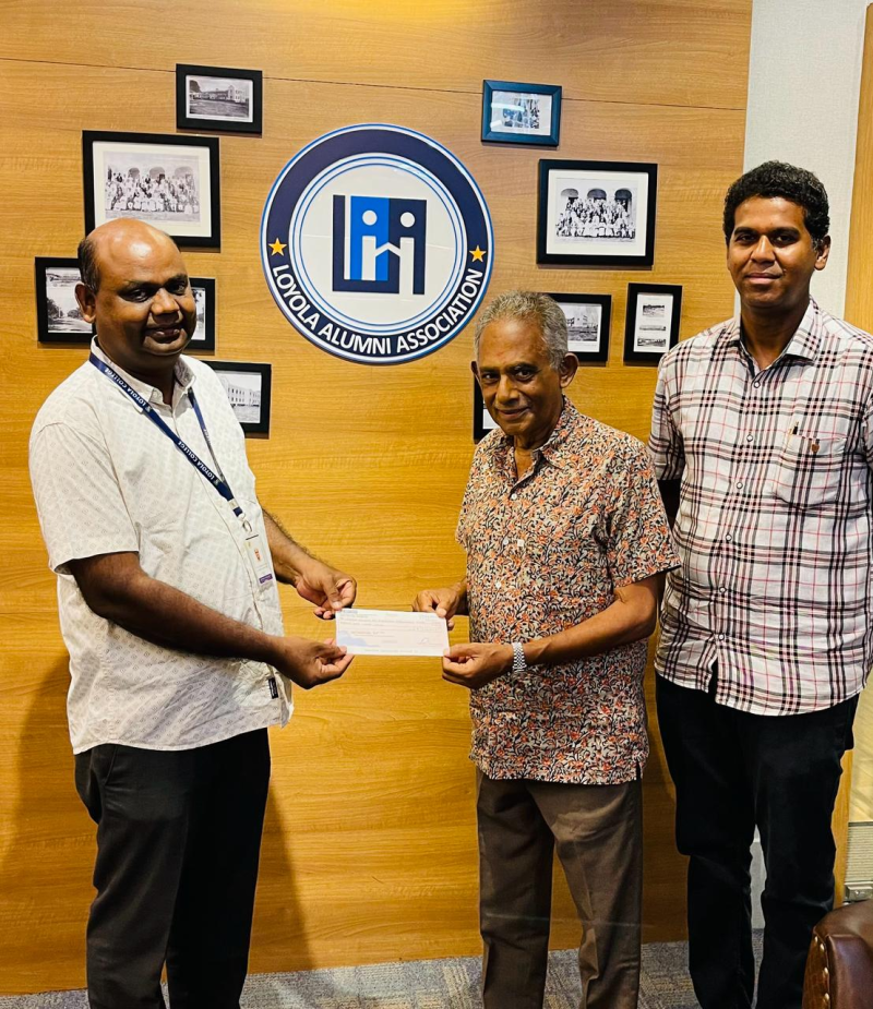 Album Image - Mr. Ramanathan, Alumnus of 1977 batch, came forward and donated sum of Rupees 1 Lakh towards Fr Kuriakose Endowment fund. Rev Fr  Jacob invited him to alumni office and received the cheque. 